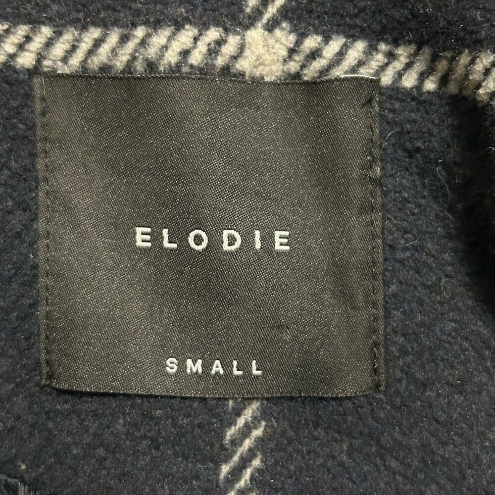Elodie Trench Coat Womens Small Navy White Plaid Double Breasted Coat Jacket - Picture 8 of 9